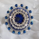 Blue Nile ring embroidered with lapis lazuli and Swarovski crystals